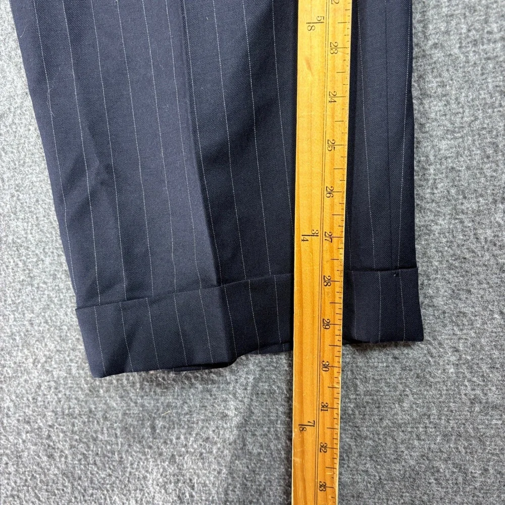 Lauren Ralph Lauren Mens 44R Navy Blue Pinstripe 100% Wool 3-Button Suit 38X30